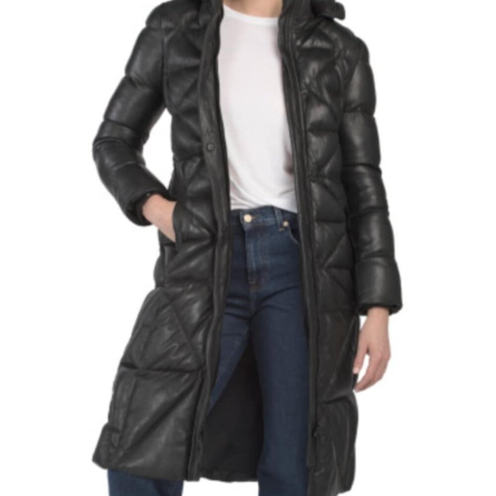 NEW  BOD & CHRISTENSEN 100% Genuine Leather Puffer coat  Large